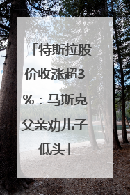 特斯拉股价收涨超3%：马斯克父亲劝儿子低头