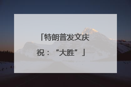 特朗普发文庆祝：“大胜”