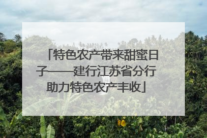 特色农产带来甜蜜日子——建行江苏省分行助力特色农产丰收
