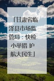 甘肃省临泽县市场监管局：快检小举措 护航大民生