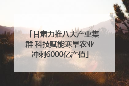 甘肃力推八大产业集群 科技赋能寒旱农业冲刺6000亿产值