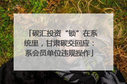 碳汇投资“锁”在系统里，甘肃碳交回应：系会员单位违规操作