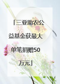 三亚助农公益基金获最大单笔捐赠50万元