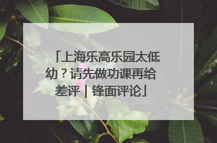 上海乐高乐园太低幼？请先做功课再给差评｜锋面评论