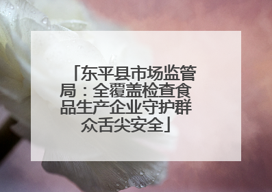 东平县市场监管局：全覆盖检查食品生产企业守护群众舌尖安全