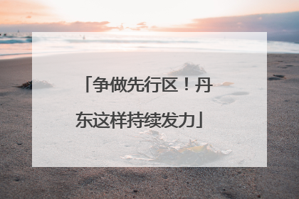 争做先行区！丹东这样持续发力