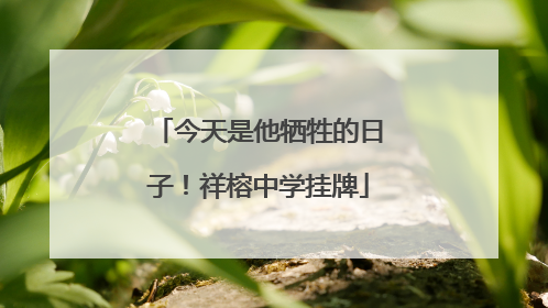 今天是他牺牲的日子！祥榕中学挂牌