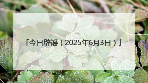 今日辟谣（2025年6月3日）
