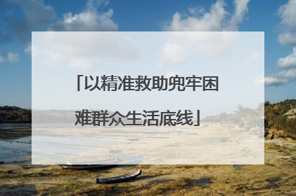 以精准救助兜牢困难群众生活底线