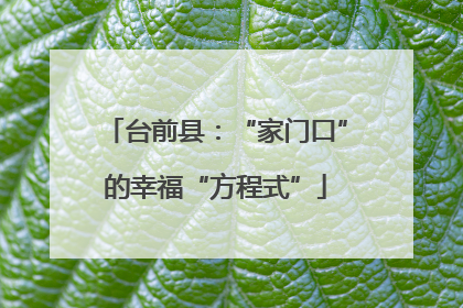 台前县：“家门口”的幸福“方程式”