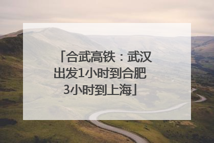 合武高铁：武汉出发1小时到合肥3小时到上海