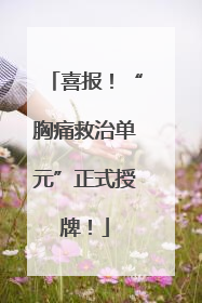 喜报！“胸痛救治单元”正式授牌！
