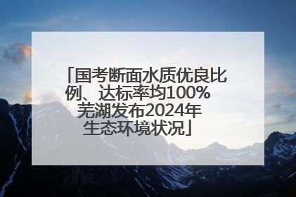 国考断面水质优良比例、达标率均100% 芜湖发布2024年生态环境状况