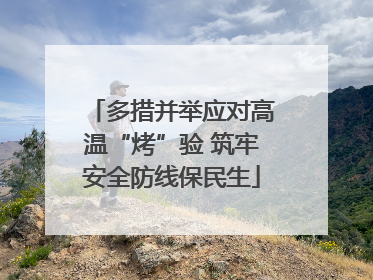 多措并举应对高温“烤”验 筑牢安全防线保民生