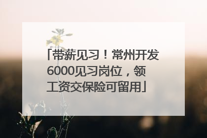 带薪见习！常州开发6000见习岗位，领工资交保险可留用