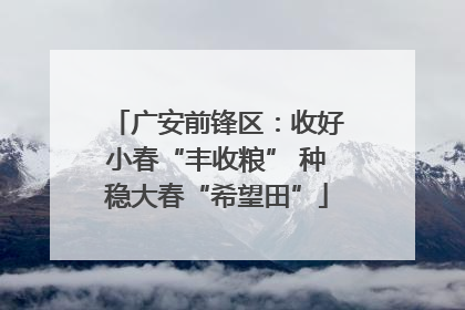 广安前锋区：收好小春“丰收粮” 种稳大春“希望田”