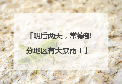 明后两天，常德部分地区有大暴雨！
