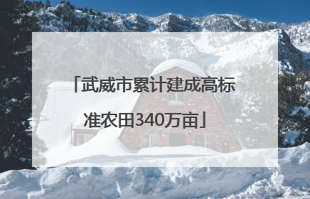武威市累计建成高标准农田340万亩