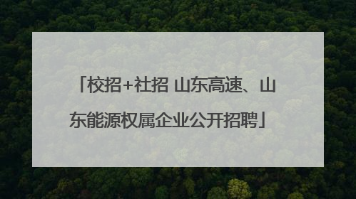 校招+社招 山东高速、山东能源权属企业公开招聘