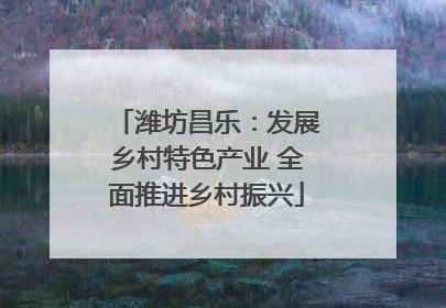 潍坊昌乐：发展乡村特色产业 全面推进乡村振兴