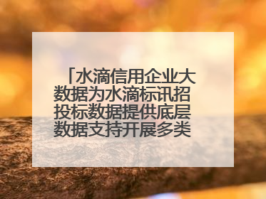 水滴信用企业大数据为水滴标讯招投标数据提供底层数据支持开展多类型服务