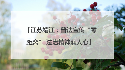 江苏靖江：普法宣传“零距离” 法治精神润人心