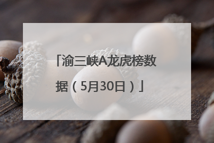 渝三峡A龙虎榜数据（5月30日）