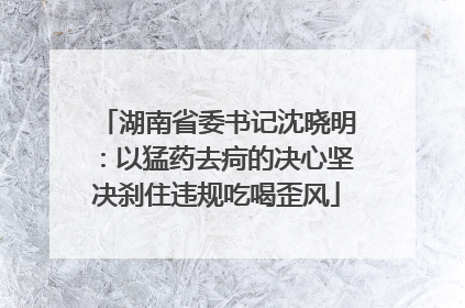 湖南省委书记沈晓明：以猛药去疴的决心坚决刹住违规吃喝歪风