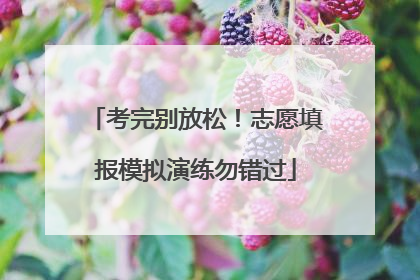 考完别放松！志愿填报模拟演练勿错过