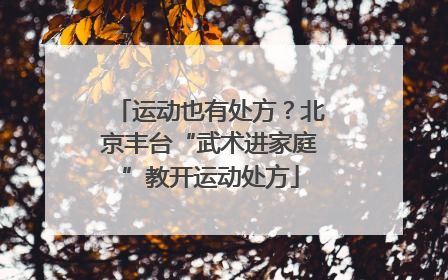 运动也有处方？北京丰台“武术进家庭”教开运动处方