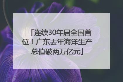 连续30年居全国首位！广东去年海洋生产总值破两万亿元