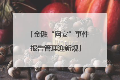 金融“网安”事件报告管理迎新规