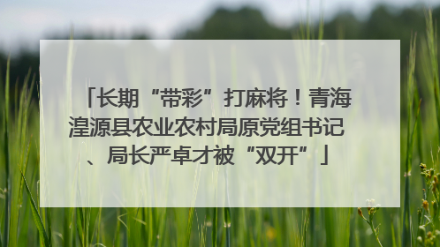长期“带彩”打麻将！青海湟源县农业农村局原党组书记、局长严卓才被“双开”