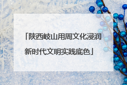 陕西岐山用周文化浸润新时代文明实践底色