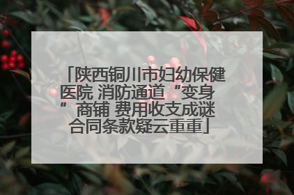 陕西铜川市妇幼保健医院 消防通道“变身”商铺 费用收支成谜 合同条款疑云重重