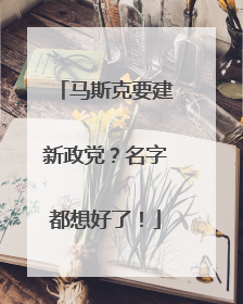 马斯克要建新政党？名字都想好了！