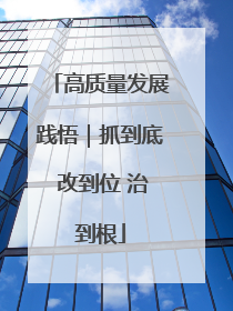 高质量发展践悟｜抓到底 改到位 治到根