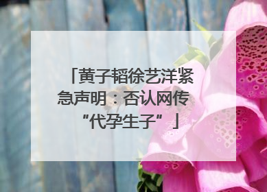 黄子韬徐艺洋紧急声明：否认网传 “代孕生子”