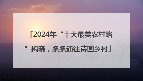 2024年“十大最美农村路”揭晓，条条通往诗画乡村