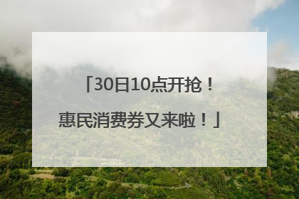 30日10点开抢！惠民消费券又来啦！