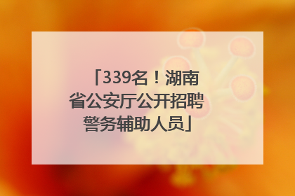339名！湖南省公安厅公开招聘警务辅助人员