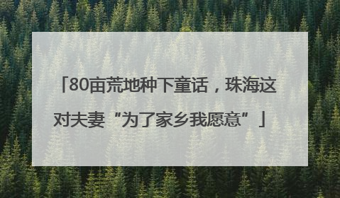80亩荒地种下童话，珠海这对夫妻“为了家乡我愿意”