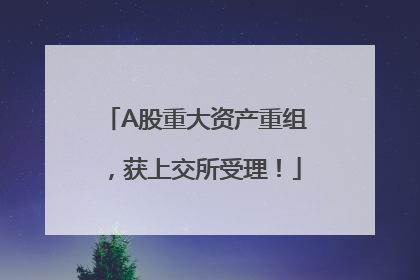 A股重大资产重组，获上交所受理！